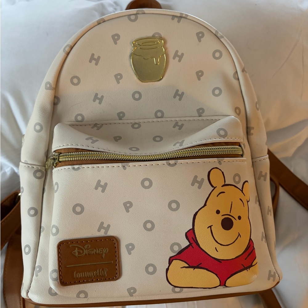 loungefly Disney Cream and Gold Winnie the Pooh Backpack